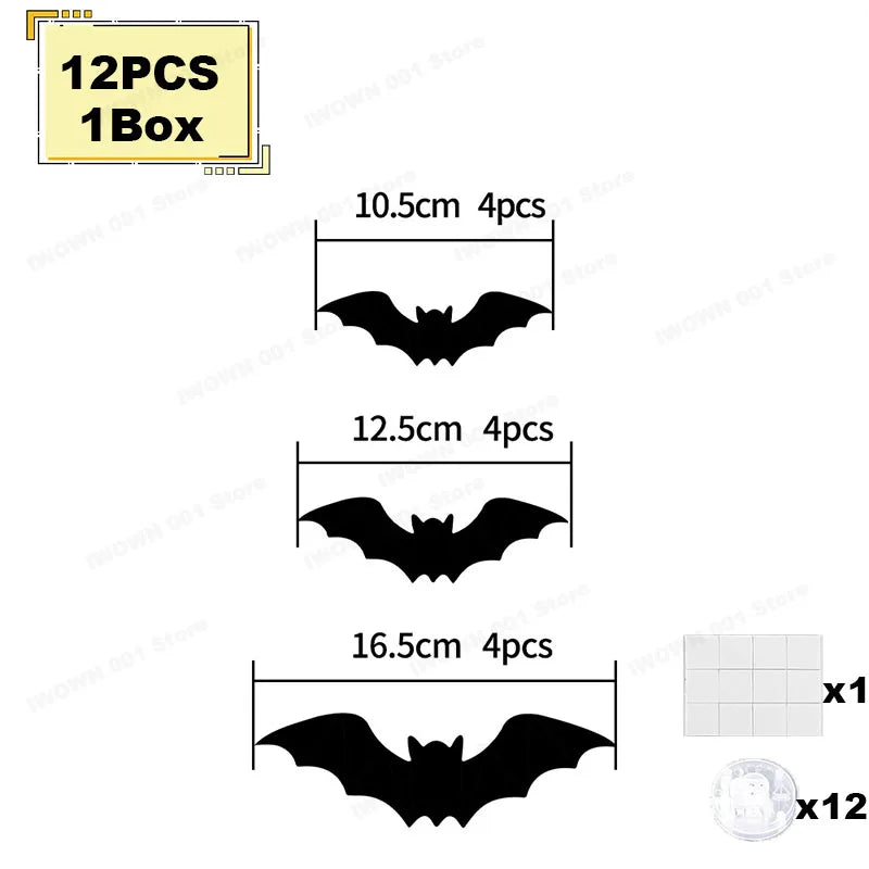 Halloween Bat Decor Night Light 3D Purple Lights Wall Sticker for Self-adhesive Decor Garden Backyard Halloween Party Decoration