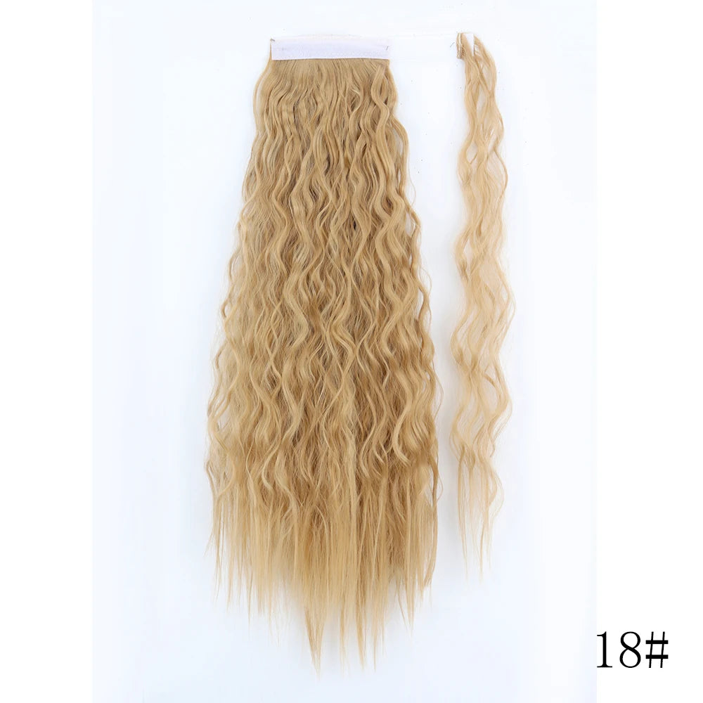 LISI GIRL Synthétique 22/34 Pouces Queue de Cheval enroulée Extensions de Cheveux Bouclés Afro Longs Postiches Queue de Cheval Faux Cheveux Résistant à la Chaleur