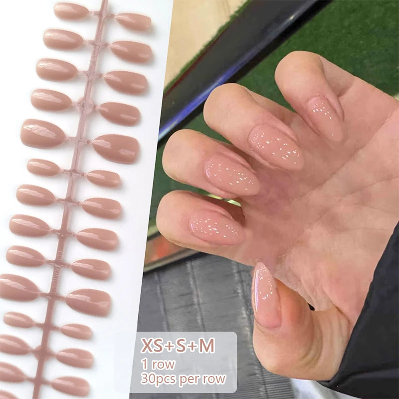 30Pcs Solid Color Nail Tip Fake Nail Fashion Nude Pink Wearable False Nails Simple Full Cover Press On Nails DIY Wear Nail Tool