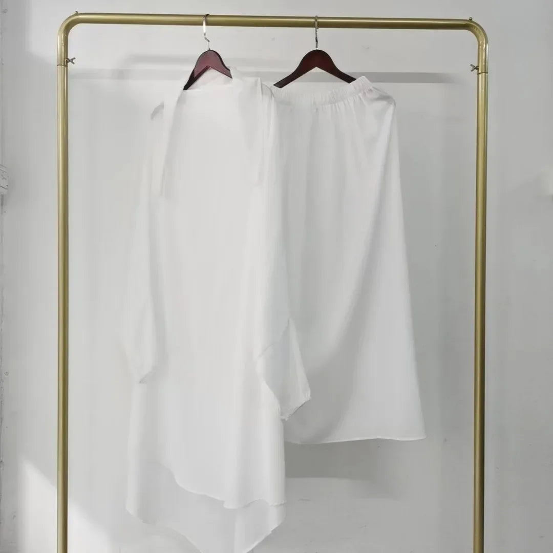 Skirt 2 Piece Sets Eid Muslim Women  Modest Outfits Tops Hooded Long Skirts Ensemble Ramadan Morocco Dubai Islam Suit