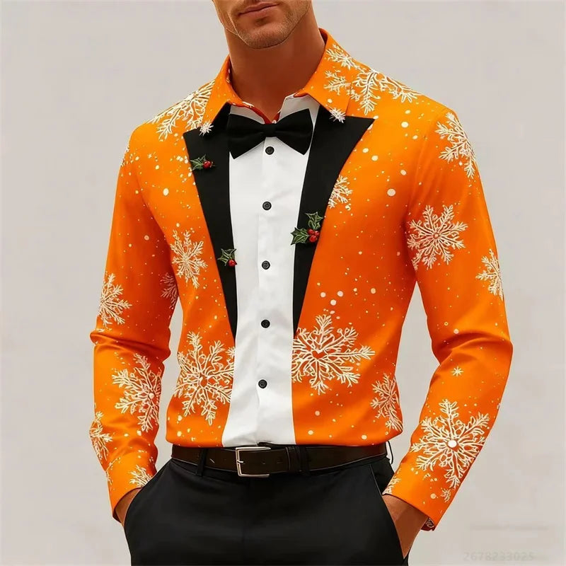 Camisa 3D de Navidad para Hombre – Festiva, Elegante y Lista para la Fiesta