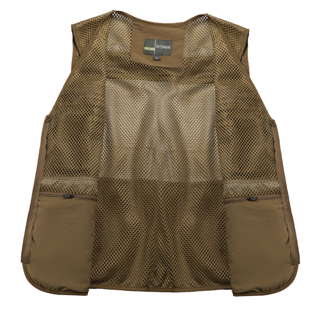 Men's Vest Tactical Webbed Gear Coat Summer Photographer Waistcoat Tool Many Pocket Mesh Work Sleeveless Jacket Male