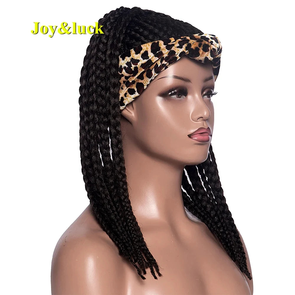 Diademas sintéticas con trenzas Joy&luck, gorro africano y pañuelo para la cabeza con peluca incorporada