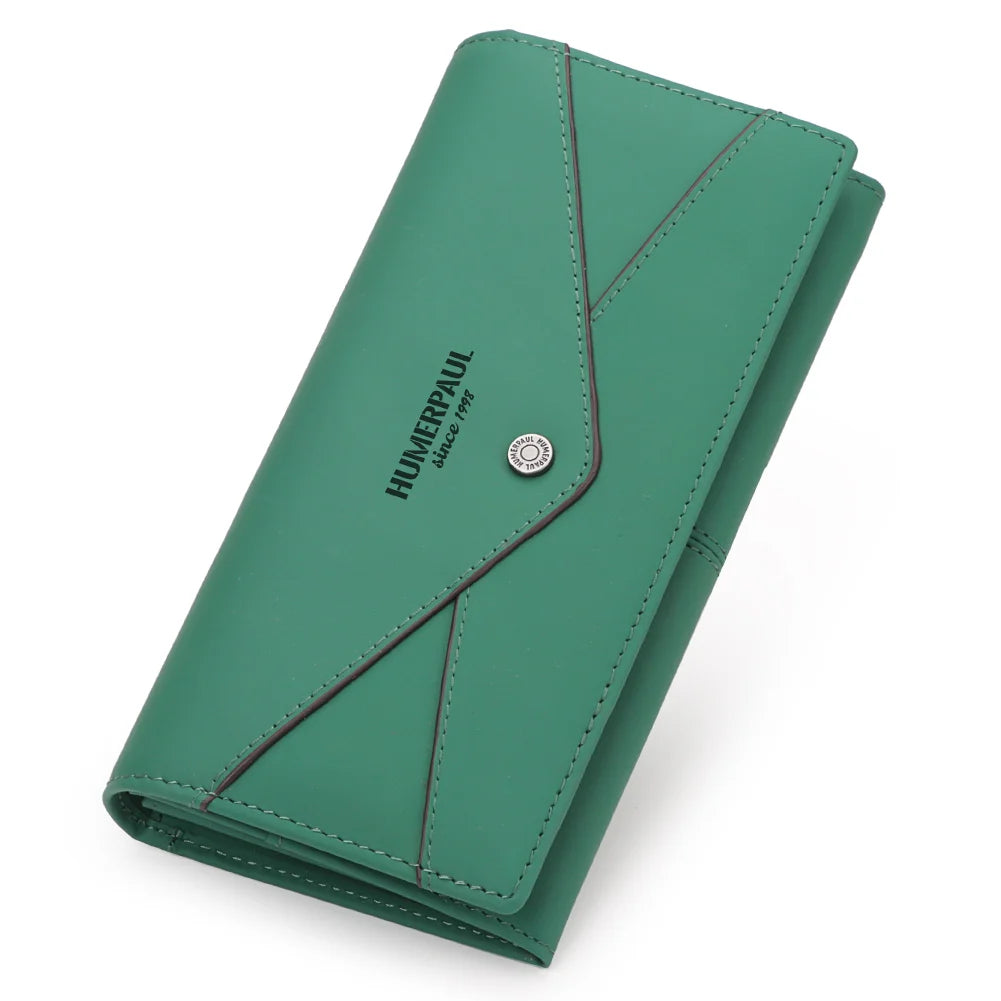 Genuine Leather Women's Wallet Luxury Clutch with RFID Multi Card Slots and Phone Pocket Large Capacity Female Money Handbag