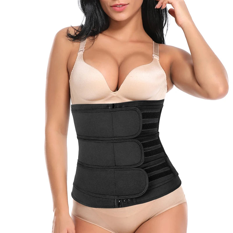 Women Waist Trimmer Tripple Belts Body Shaper Trainer Shapewear Girdle Tummy Control Slimming Fat Burning Postpartum Sheath Belt