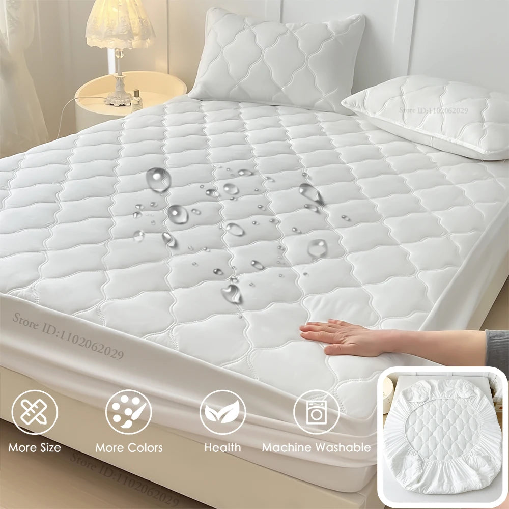 Bedspreads Cover Fitted Bed Sheets Waterproof Mattress Coverlets Elastic Band Protector Pads for Single/Double/King/Queen Bed