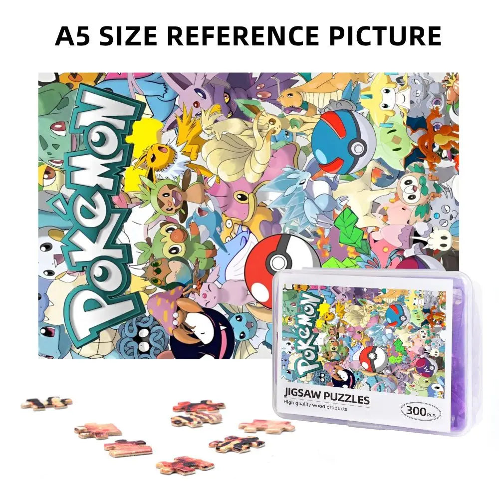 Pokemon Characters Pikachu Cartoon Wooden Puzzles for Children Jigsaw Puzzles 300 Pieces Educational Toys Gift for Kids
