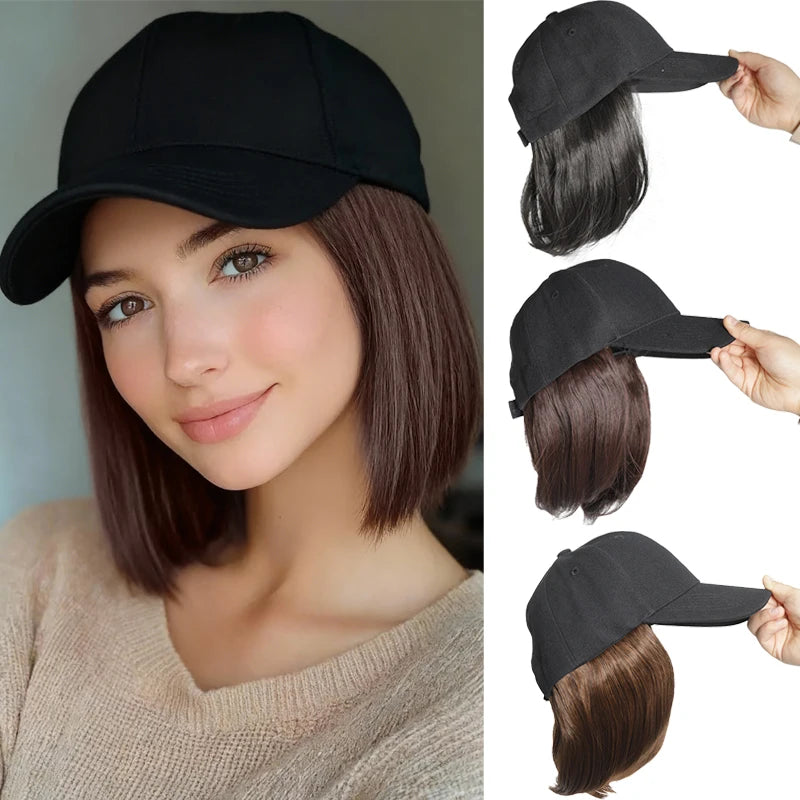 Synthetic Bob Baseball Cap Wig