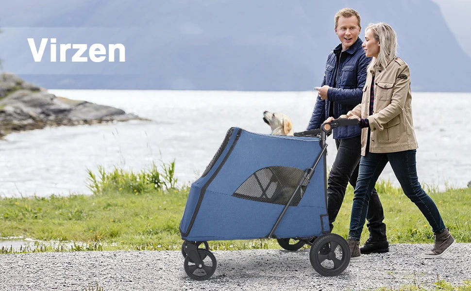 ﻿ Wedyvko Medium or larger Pet Stroller 4-Wheel Dog Travel Stroller Jogger for Cat Pet Suplies Outdoor carrinho de bebe