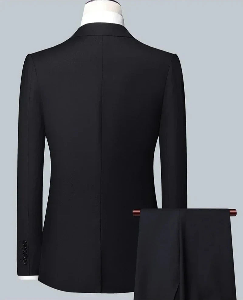 Suit (Blazer+ Vest + Pants) Men's Fashion Business Fit Wedding Professional Casual Single Breasted Gentleman Groom Dress Suit
