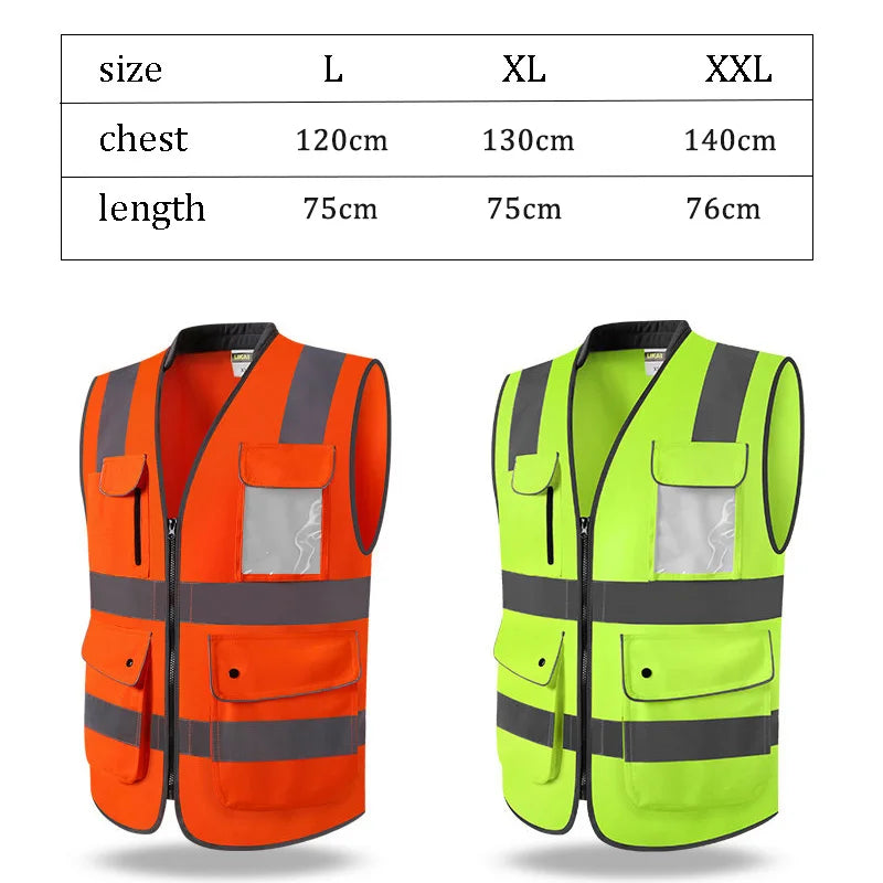 Road Work Vest for Man With Pockets Hi Vis Vest Outdoor Construction Protective Workwear Work Wear Vest