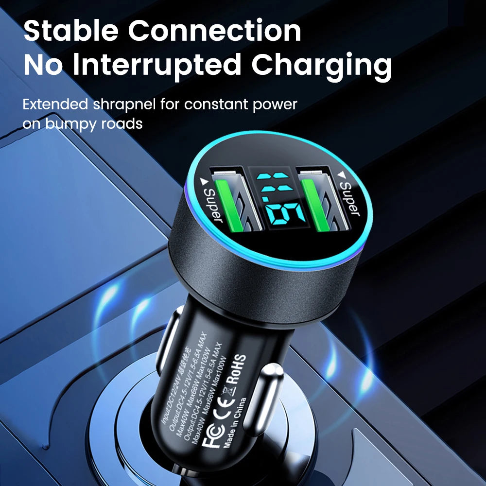 Cargador de coche Olaf 200W, encendedor con puertos USB duales, adaptador de carga rápida para iPhone 15 Samsung Xiaomi Huawei, cargador rápido de teléfono para coche