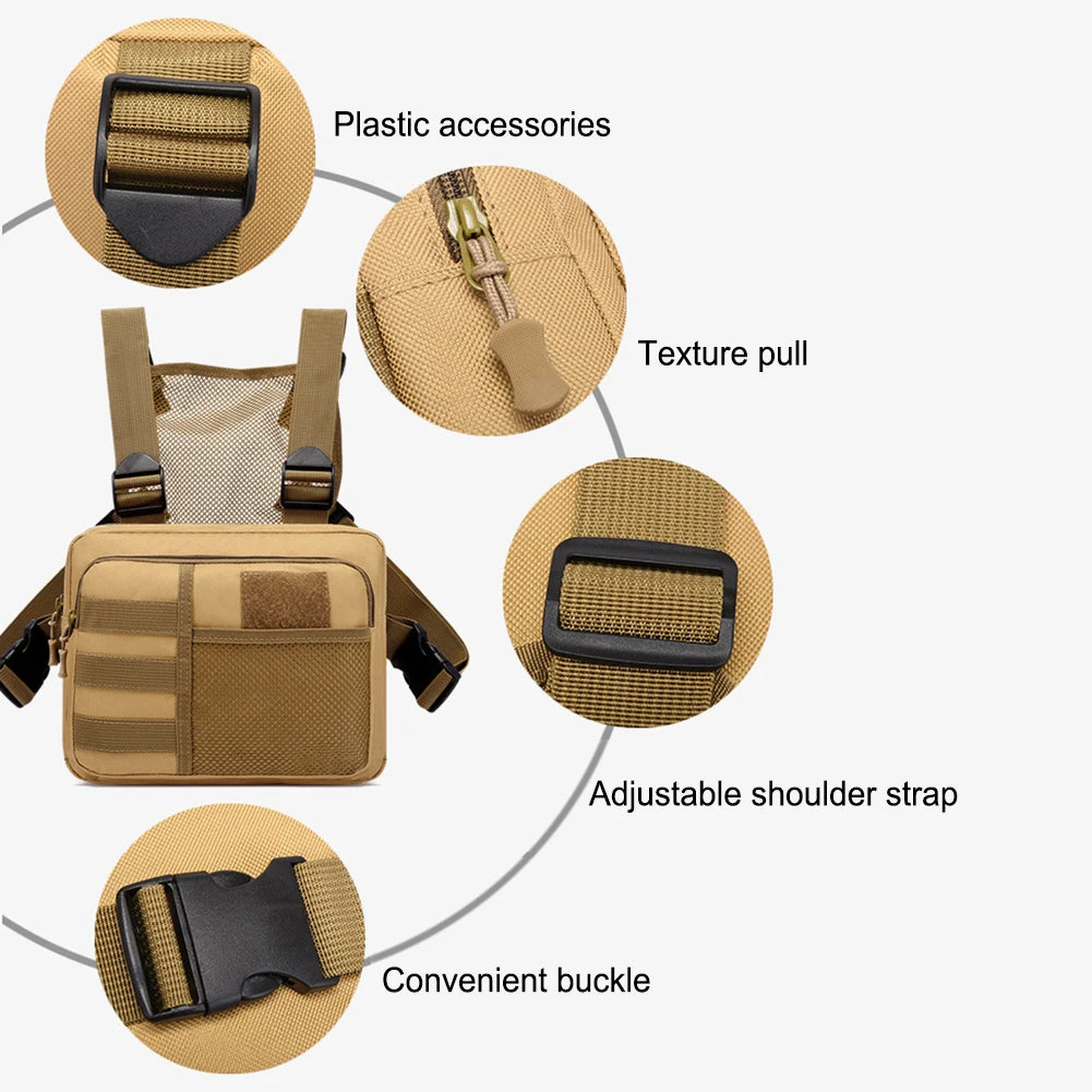 Chaleco Táctico Bolso Estilo Urbano Pechera Funcional Portátil de Oxford Multiusos Multibolsillos Impermeable para Correr Viajes