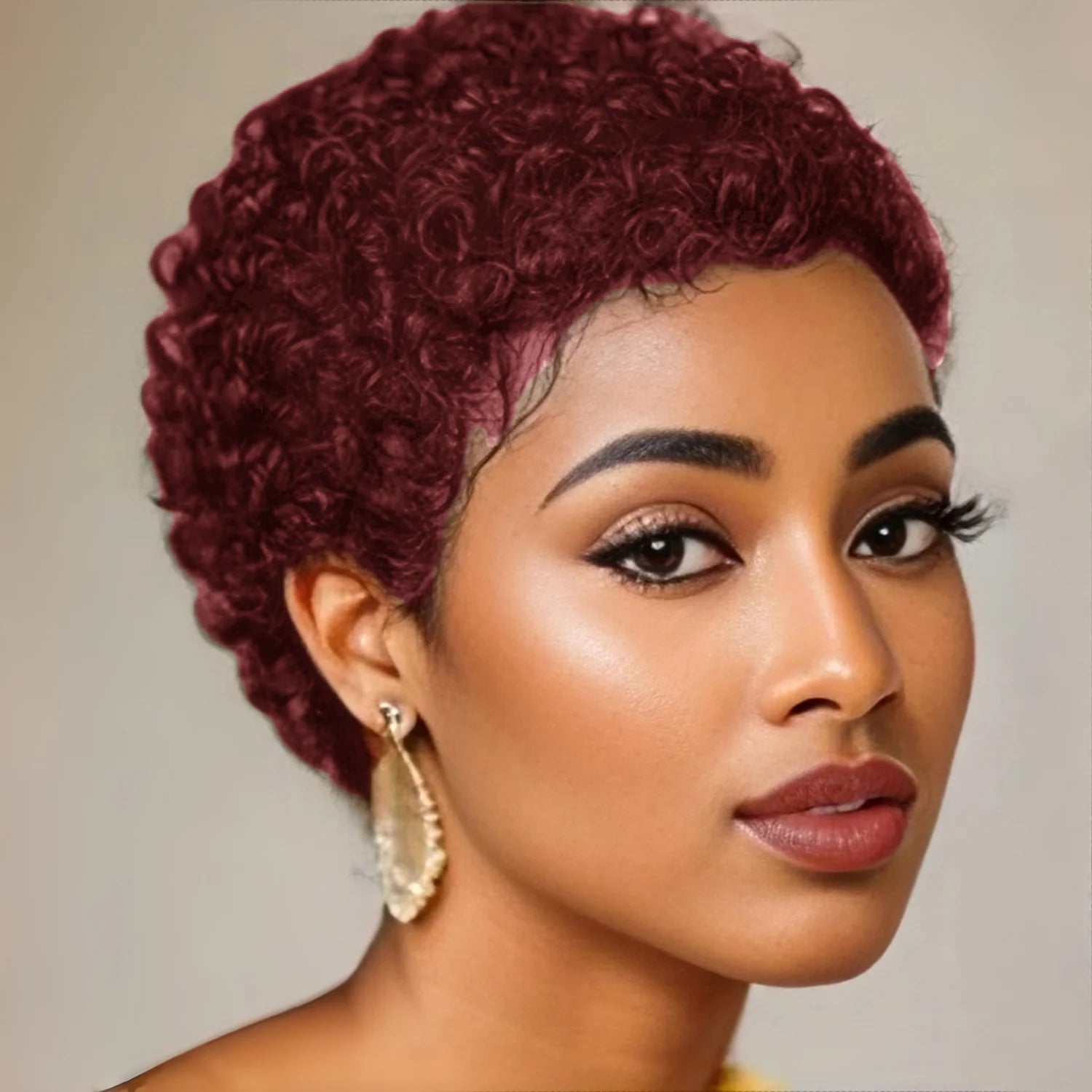 Short Curly Human Hair Full Machine Made Wigs Kinky Curly Wigs for Daily Use