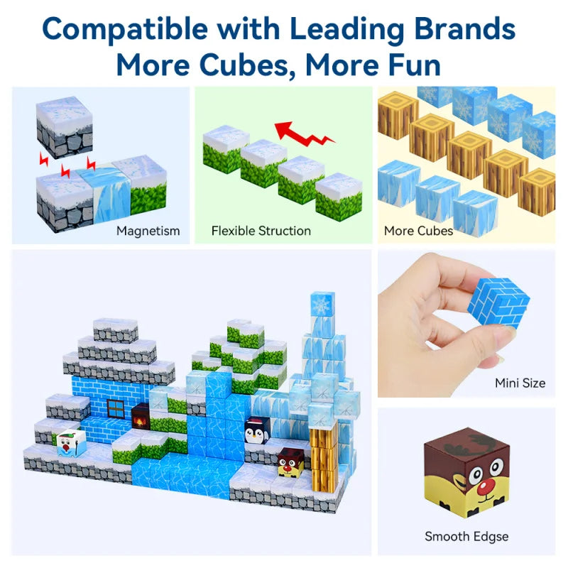 Magnetic Blocks-Magnetic Building Blocks,STEM Educational Magnet Toy Magnet Cubes Toys Stacking Learning Toys for Boys Girls
