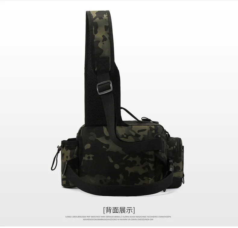 Fishing Tackle Backpack Lure Box Gear Storage Bag Fanny Pack for Men Fly Fishing Backpack with Rod Holder Sling Shoulder Bag