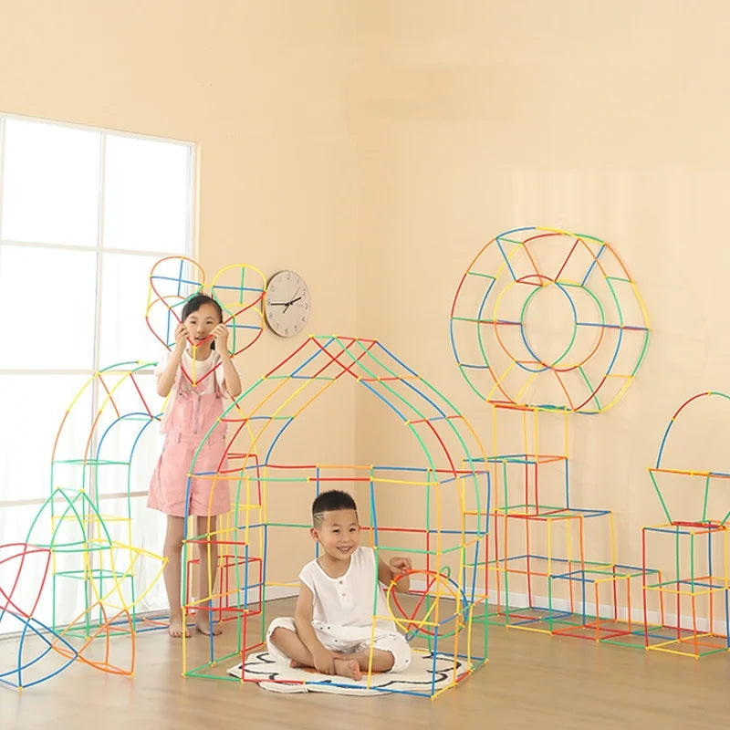 Jouets de construction de paille à faire soi-même, jouets éducatifs d'ingénierie de motricité colorée, jouets de construction STEM