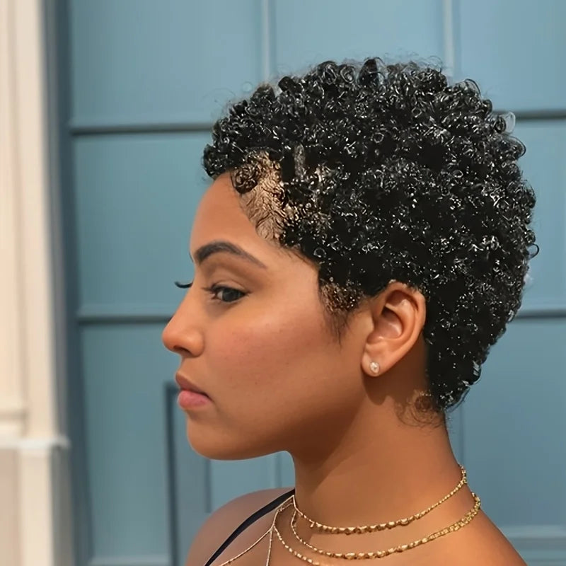Peluca pixie afro rizada