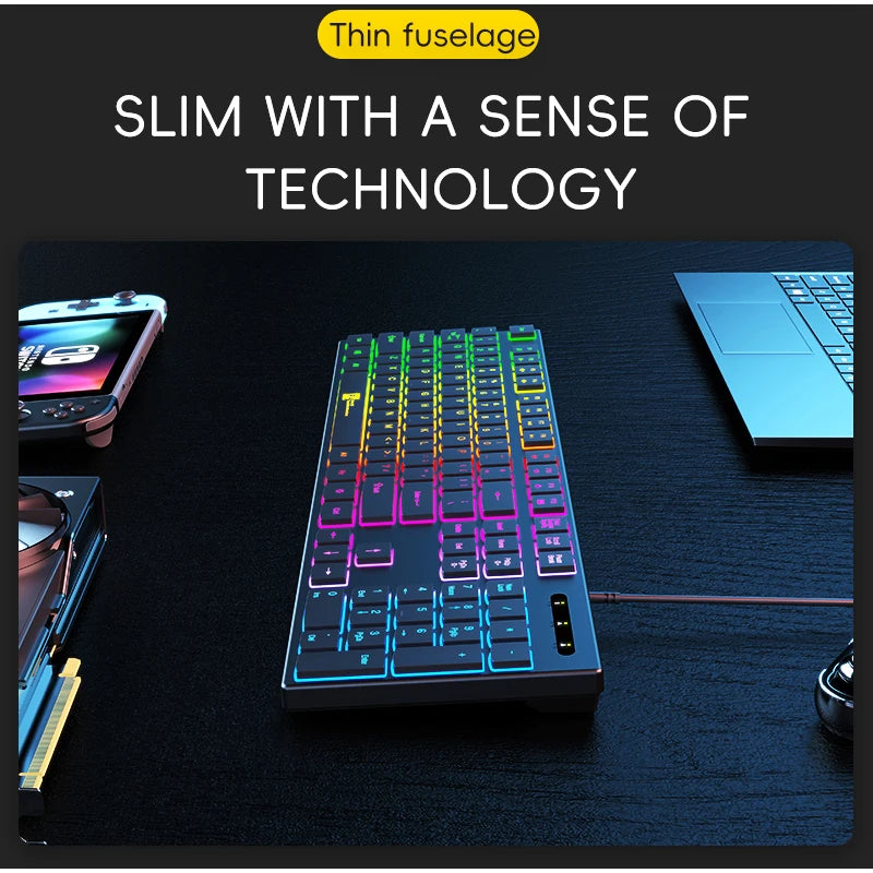 Gaming Keyboard Wired RGB Backlit Keyboard USB Backlight 104 Keys Ergonomic Gamer Keyboard for PC Laptop English