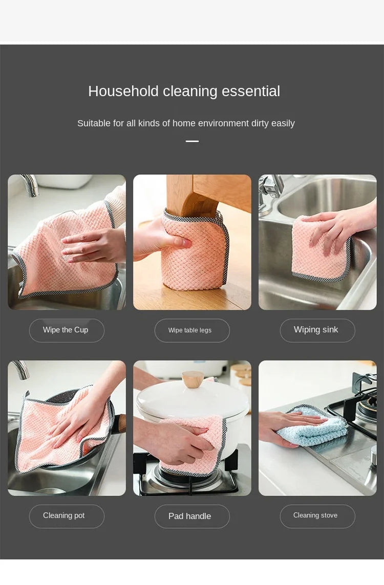 Paño de cocina Trapo de microfibra trapo de cocina paño para platos antiadherente toalla de limpieza de mesa engrosada almohadilla absorbente de limpieza para el hogar