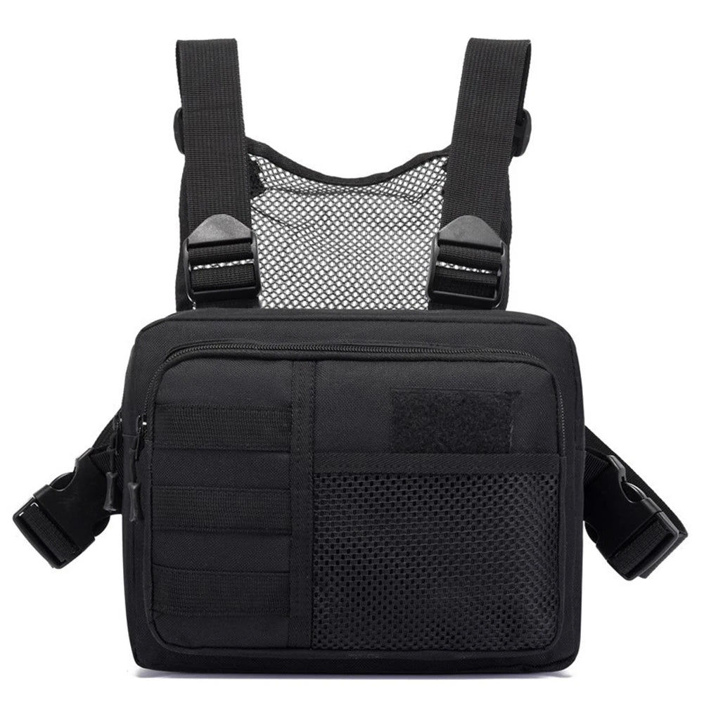 Bolsa de pecho funcional Estilo urbano Punck Bolsa de pecho Moda portátil Multifuncional Múltiples bolsillos Impermeable para senderismo y deportes