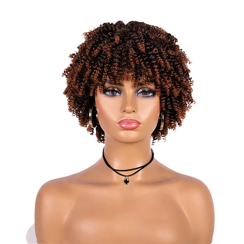 Peluca afro corta rizada con ondas marcadas