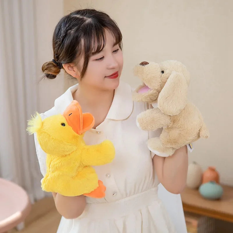 Stuffed Plush Animals Toys Hand Finger Story Puppet Kawaii Dolls Educational Baby Toys Duck Lamb Cow Dog Horse Children Gift