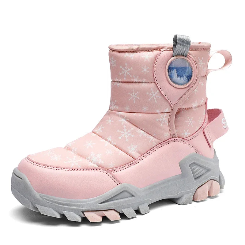 Children Snow Boots Girls Boys Fashion Sneakers Winter Kids Keep Warm Sport Fashion Leather Shoes Outdoor Snow Ankle Boots New