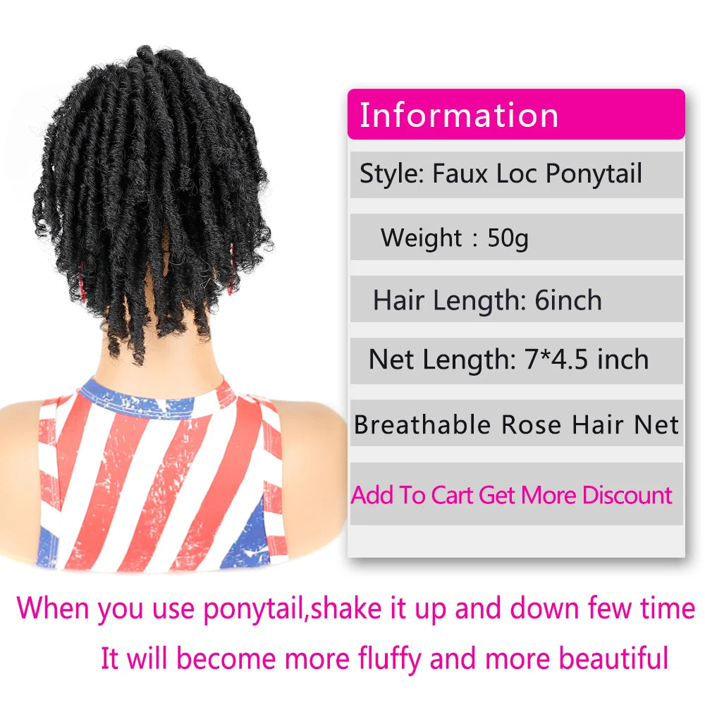 Perruque courte synthétique afro bouclée avec cordon de serrage, queue de cheval, dreadlocks, crochet, tressée, extension de cheveux à clipser pour femmes noires