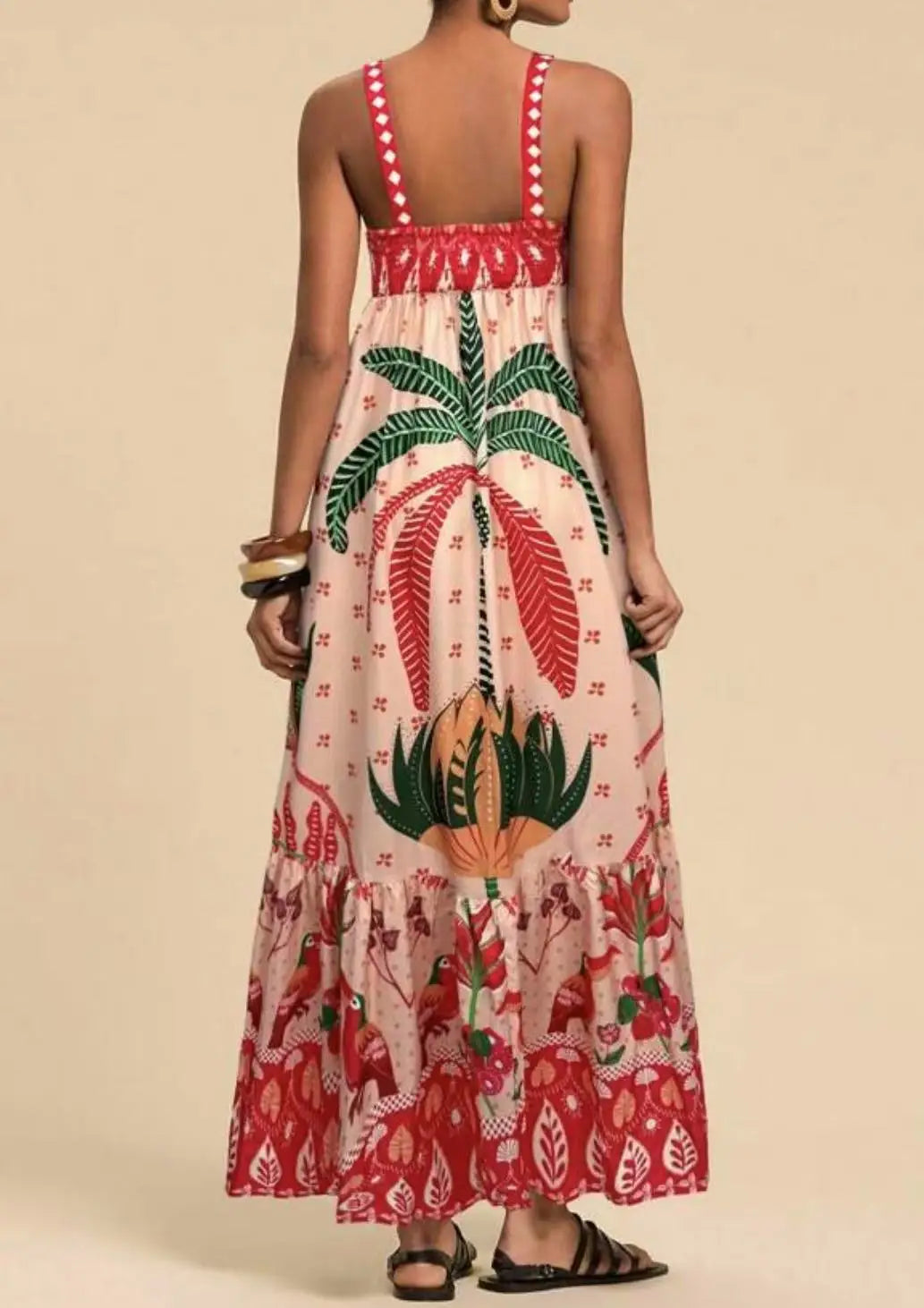 Women's New Arrival Leisure Fashion Print Dresses Summer Elegant Holiday Spaghetti Strap Dress Vacation Party Female Clothing
