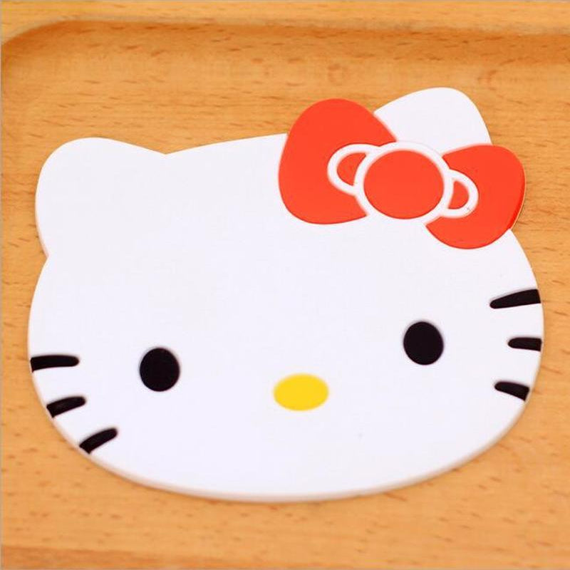 Hello Kitty Coaster Creative Cute Table Insulation Placemat Mat Kawaii Kitchen Accessories Drink Cup Coasters Non-slip Cup Mat