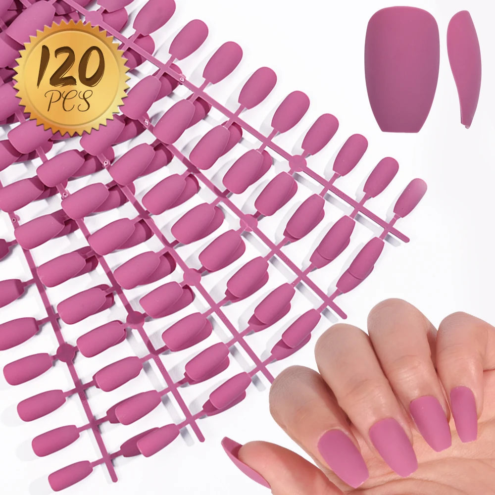 120pcs Black Edge Super Long French False Nail Removable Ballerina Coffin Almond Fake Nail Artificial Acrylic Press On Nail Tips