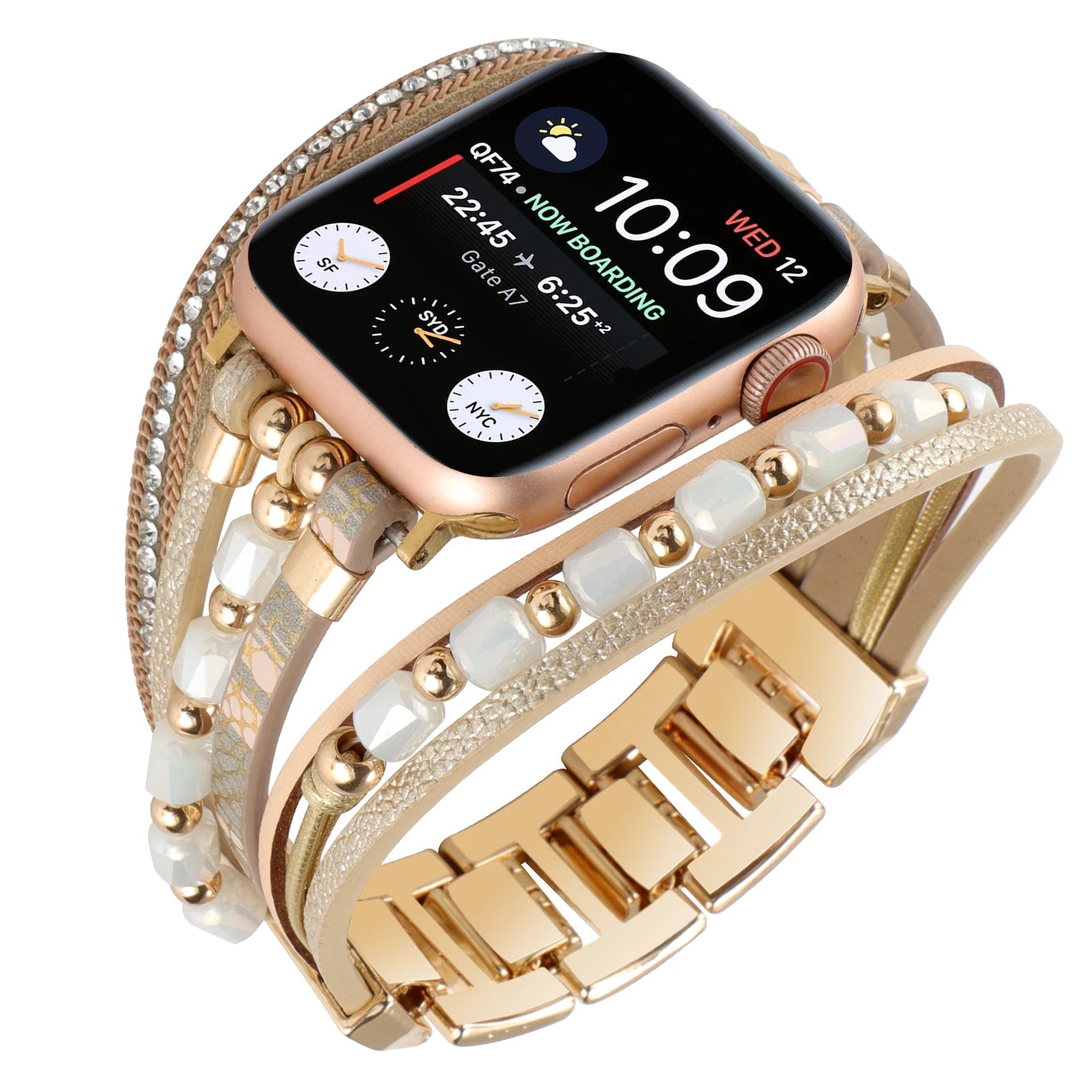 Metal Strap For Apple Watch Band Series876 SE54Ultra Women Jewelry Bracelet Chain IWatch 49mm 45mm 41mm 40mm 38 44mm Peal Wrist