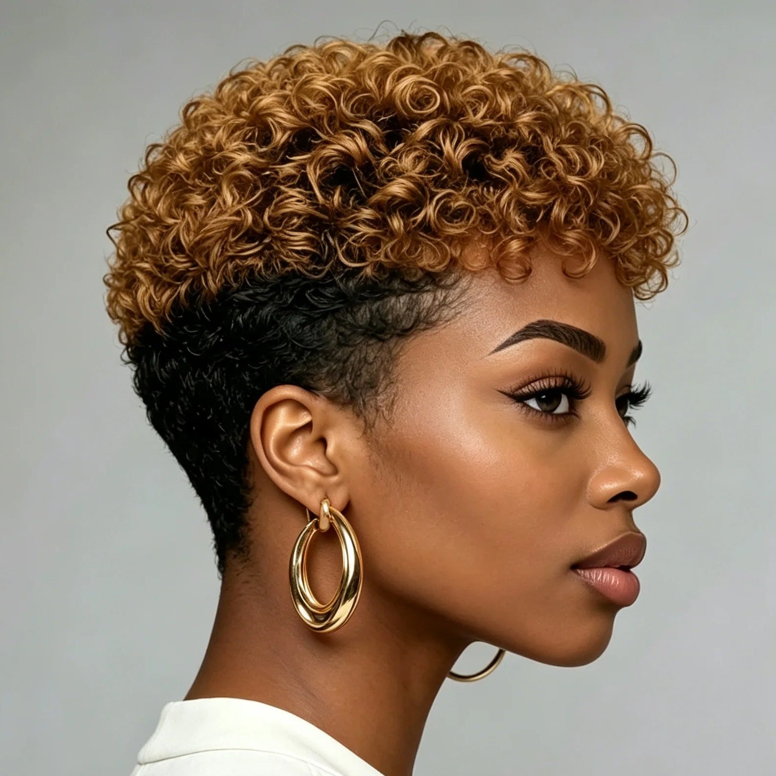 Honey Blonde Curly Pixie Wig