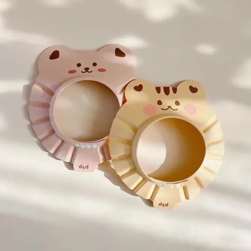 Lindo Gorro de Ducha de Oso Ajustable para Bebé, Orejas y Ojos Protegidos, Gorro Protector de Baño para Bebé, Suave Gorro para Lavar el Pelo del Bebé
