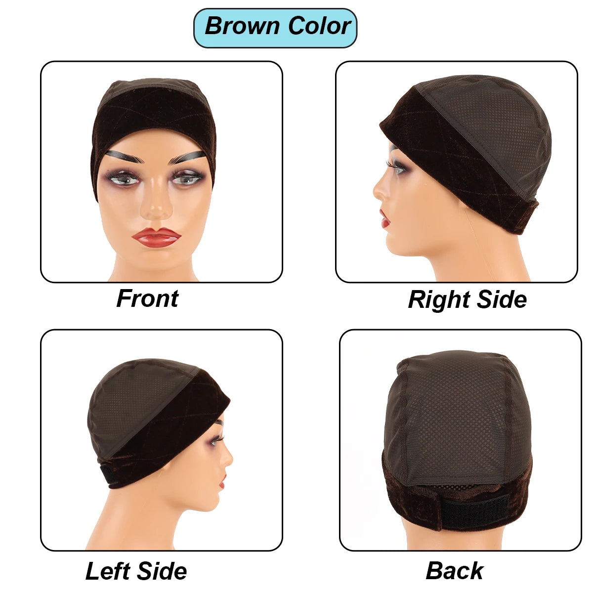Gorro con agarre negro para pelucas, 1 unidad, banda de agarre de terciopelo ajustable con gorro para mujer, gorros cómodos y ventilados para pelucas
