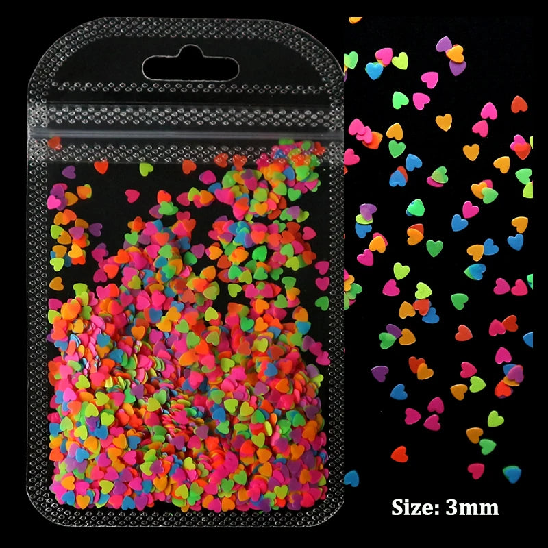 2g Holographic Nail Art Glitter Shiny Sweet Love Red Heart Flakes Sequins 3D Nail Paillette Manicure Valentine's Day Decorations