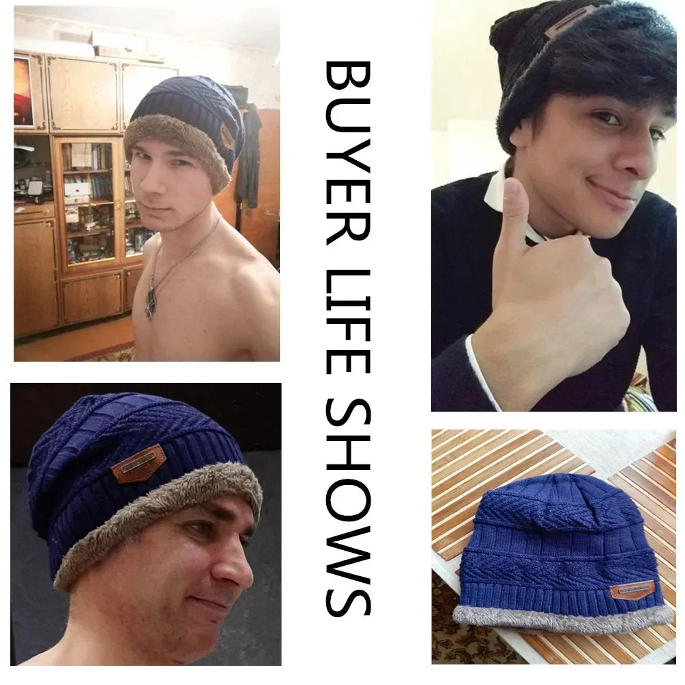 New Unisex Stylish Winter Hat Add Fur Lined Soft Warm Beanie Cap Thick Winter Hats For Men & Women Knitted Hat