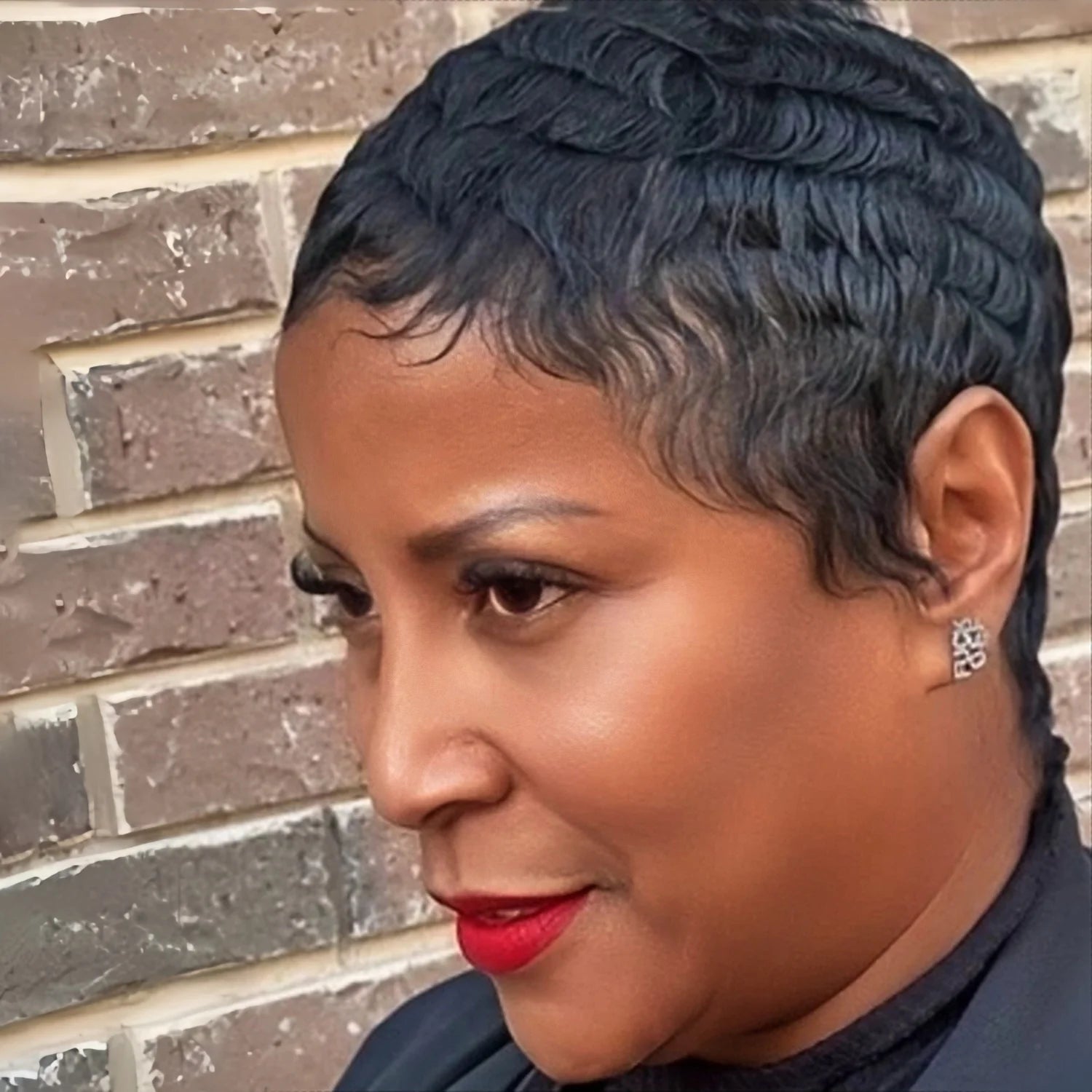 Peluca Pixie Corta en Capas para Mujeres Negras, Hecha Completamente a Máquina, Pelucas de Cabello Humano Brasileño