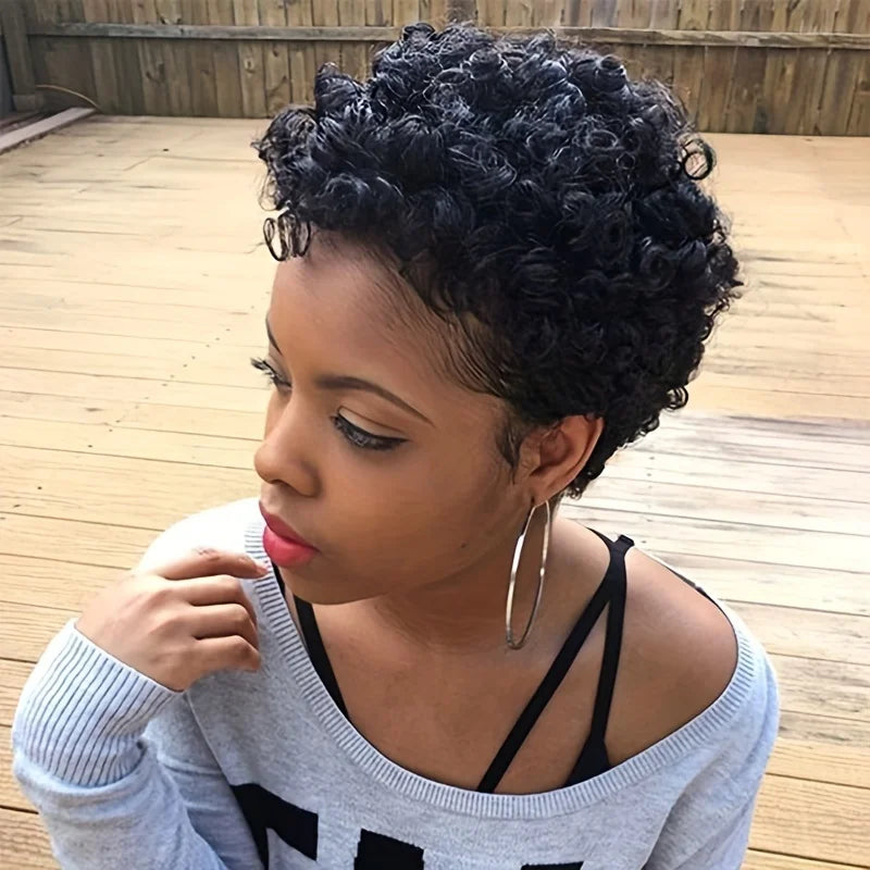 Curly Pixie Human Hair Wig