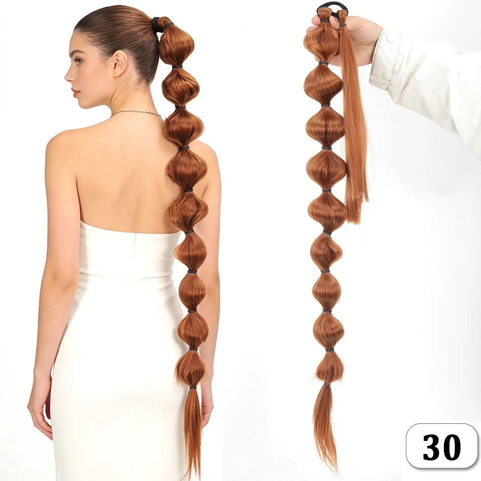 Extensions de cheveux synthétiques queue de cheval africaine moelleuse - Longue tresse étendue avec queue de cheval bulle pour un look volumineux Accessoires capillaires