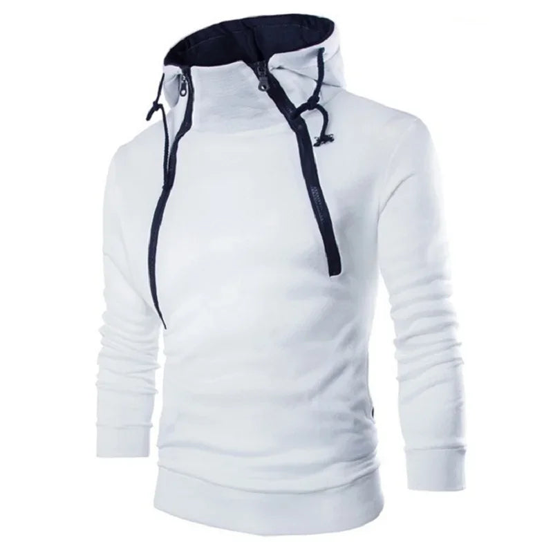 Men's Hoodies Long Sleeve Sweatshirts for Men Zipper Hooded Pullover High Neck Male Sweatshirt Top Jacket Coat Motocross Shirt