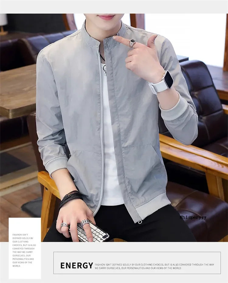 Men's Bomber Jackets Casual Male Thin Outerwear Breathable Sportswear Coats Summer Mens Sunscreen Slim Fit Chaquetas Hombre