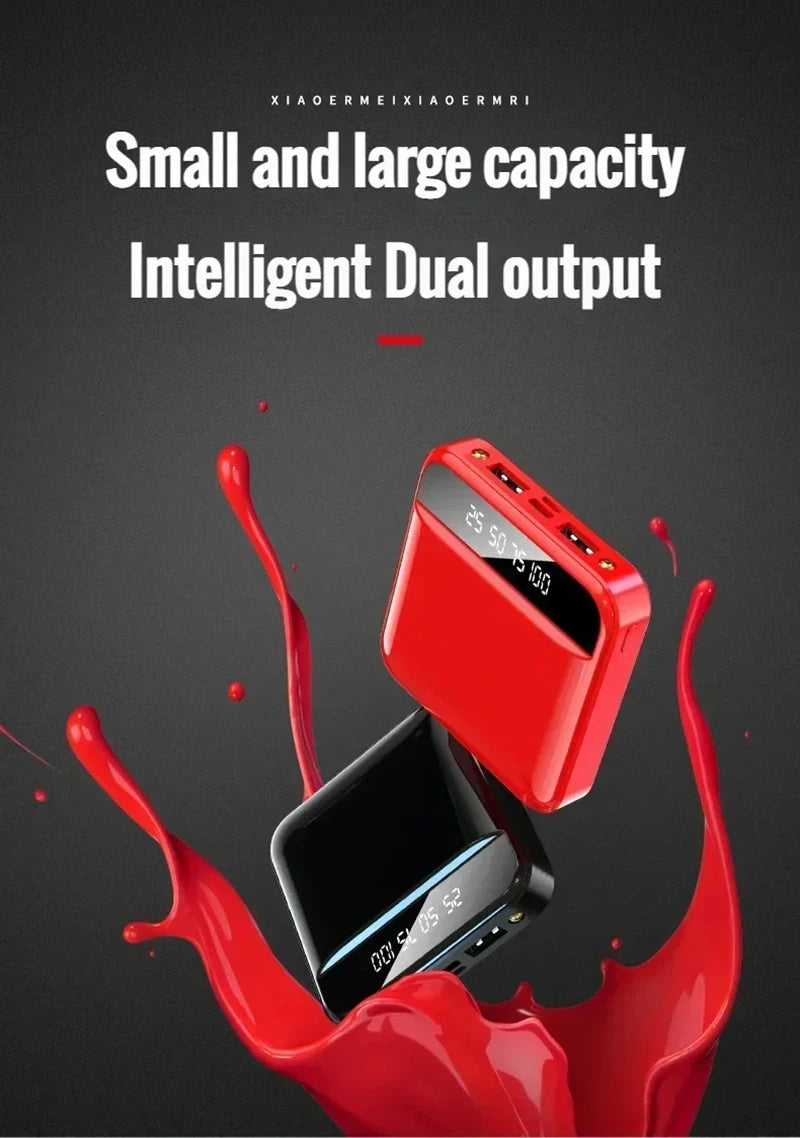 20000mah Large Capacity Mobile Power Bank Battery Display LED Lighting Mini Portable Outdoor Phone Universal Fast Charging