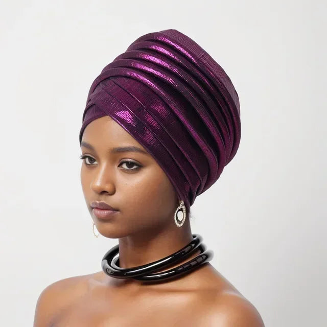 Gorro turbante africano para mujer, envolturas de cabeza nigerianas, pañuelo automático Gele ya hecho, tocado musulmán, tocado para fiesta