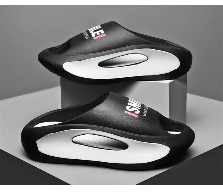 Men Slippers New Slides with a Sense High Aesthetic Value External Wear Anti Slip Thick Bottom, Beach Cool Slippers for Men