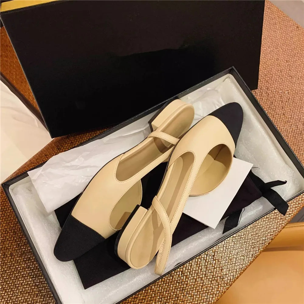 Summer Women Luxury High Heels Shoes for Woman's Color Splicing Mixed Color Round Toe Sandals Ladies Slippers Casual Shoes