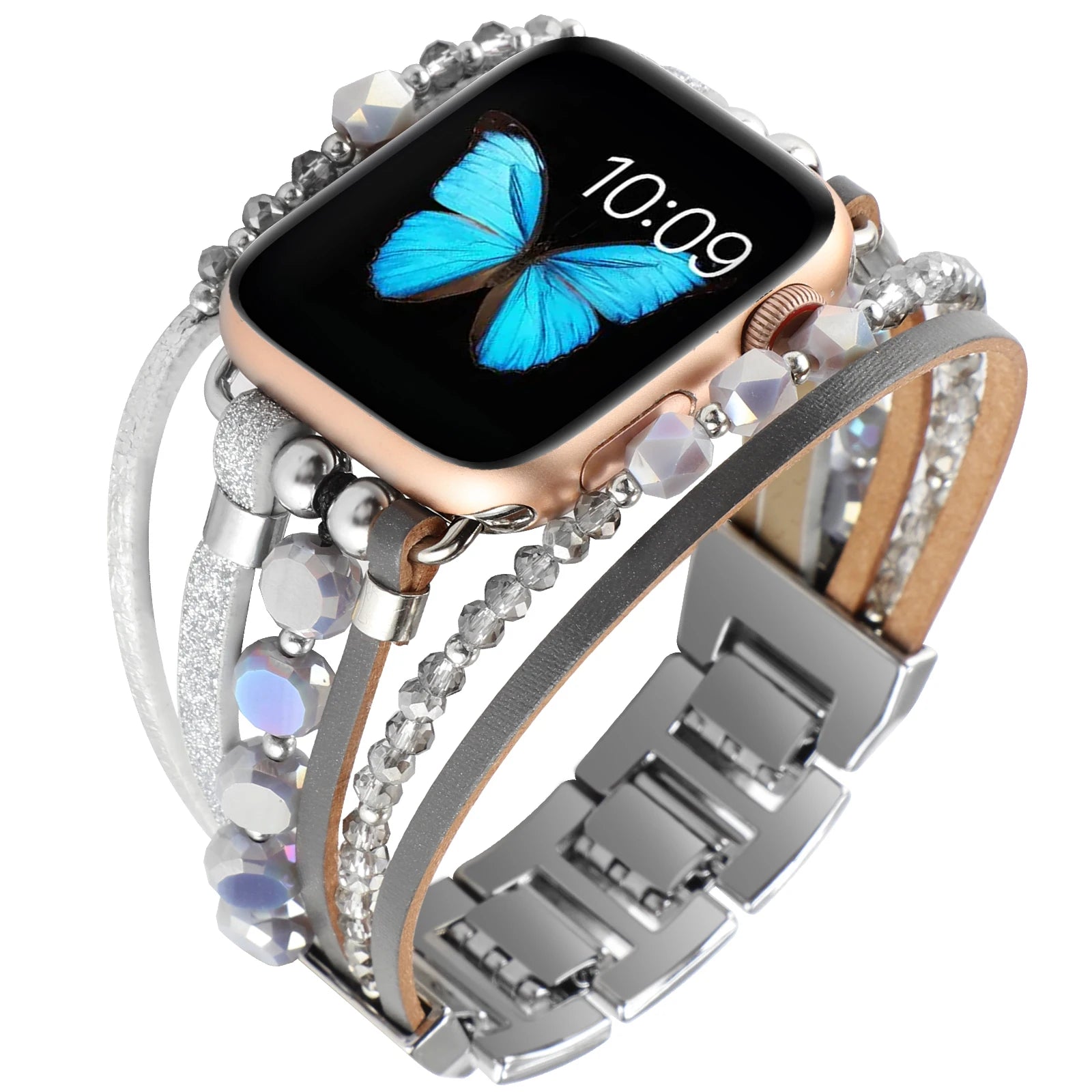 Metal Strap For Apple Watch Band Series876 SE54Ultra Women Jewelry Bracelet Chain IWatch 49mm 45mm 41mm 40mm 38 44mm Peal Wrist