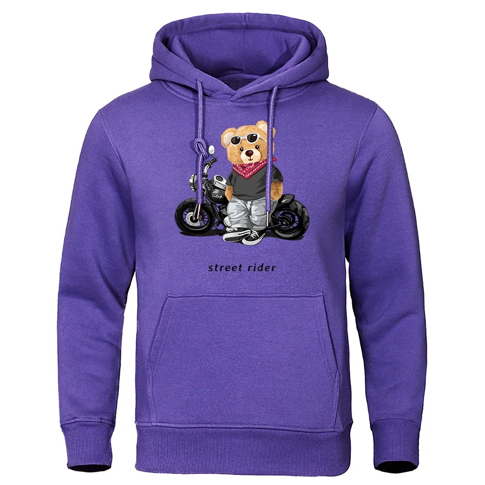 Men's Teddy Bear Hooded Sweatshirt, Super Big Hat Sweatshirt, Casual, Loose, Personalized, Fun, Suitable for Motorcycle Riders