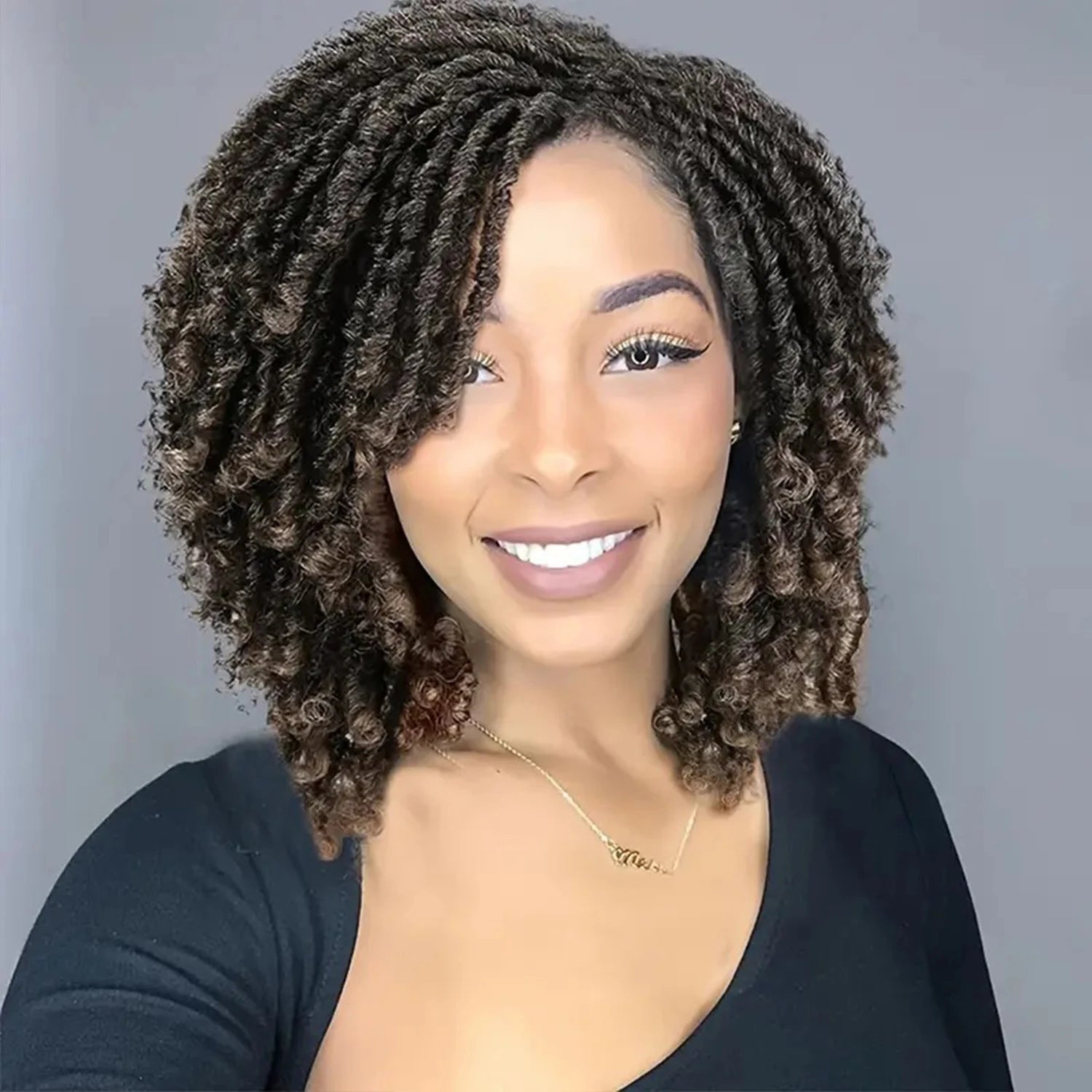 Short Synthetic Dreadlock Wig Afro Crochet Twist Hair Wigs For Black Women Curly Naturel Soft Faux Locs Wig